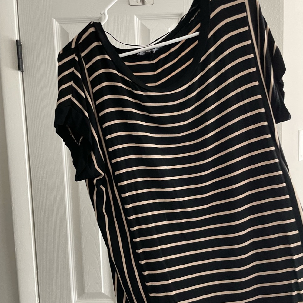 Cable & Gauge Black and White Boxy Short Sleeve Blouse